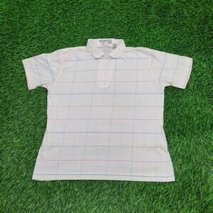 Vintage 80s MOD Polo Shirt Women Medium 18x21 Checkered Crop